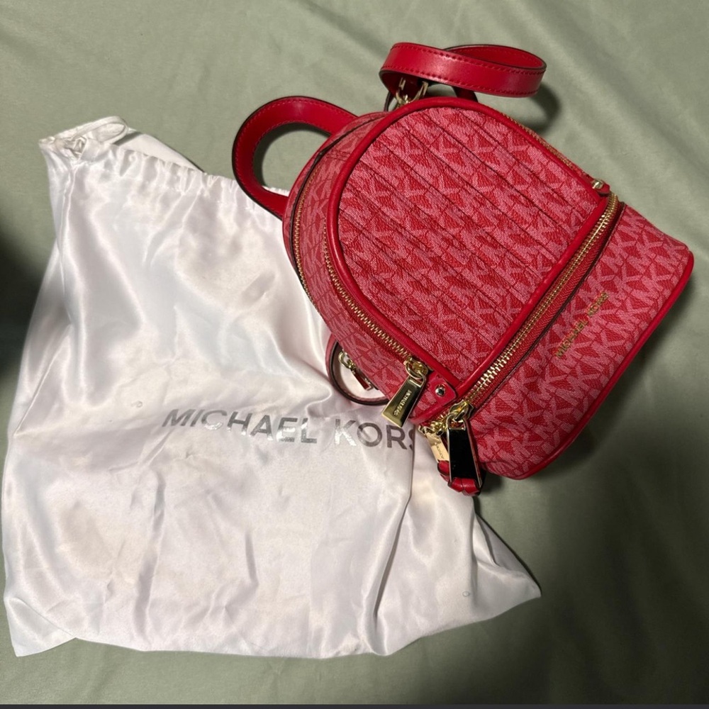 Michael Kors Red Signature Mini Backpack